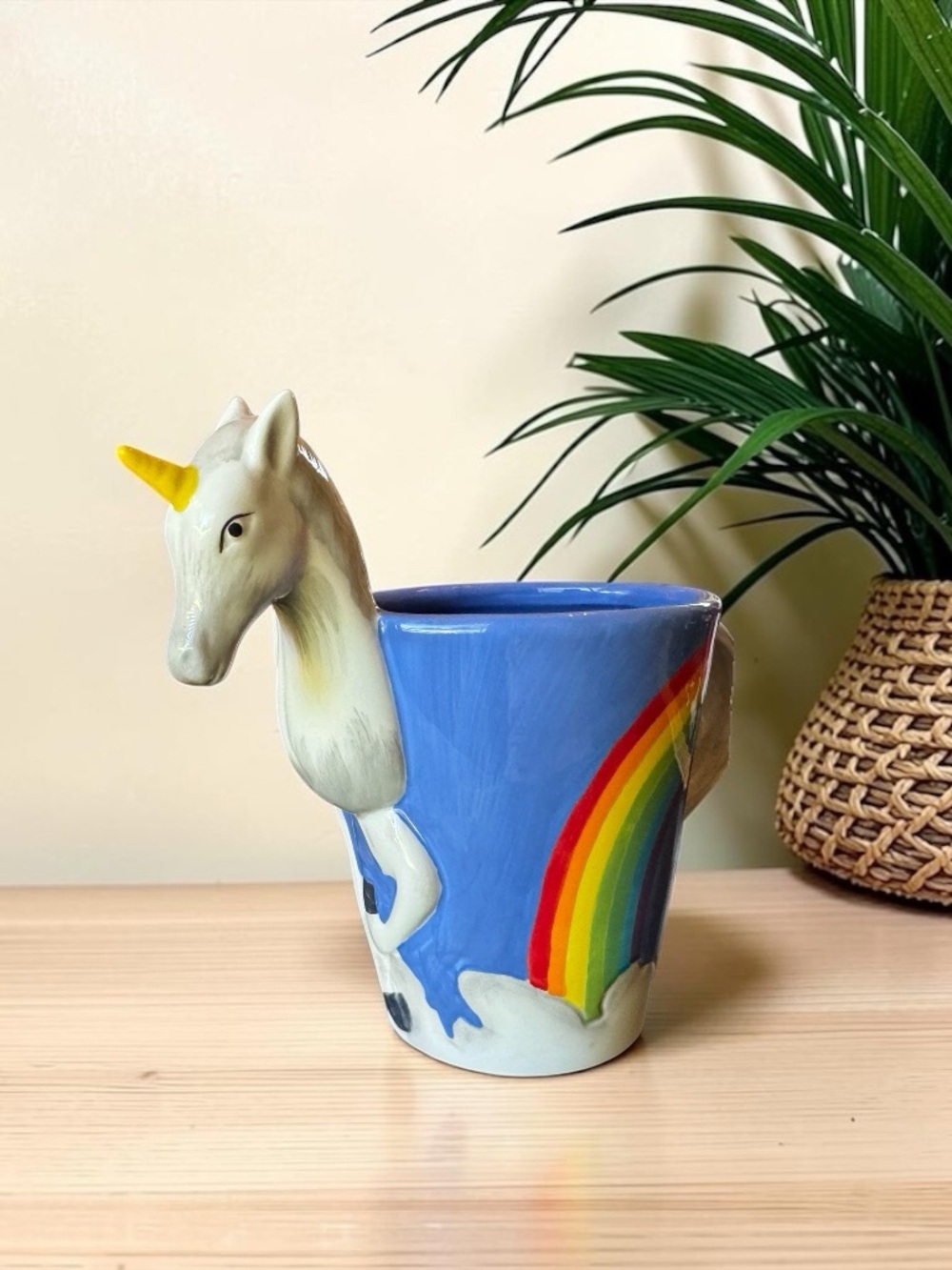 ThinkGeek 3D Unicorn Rainbow Coffee Mug Fantasy Novelty Ceramic Cup 2013